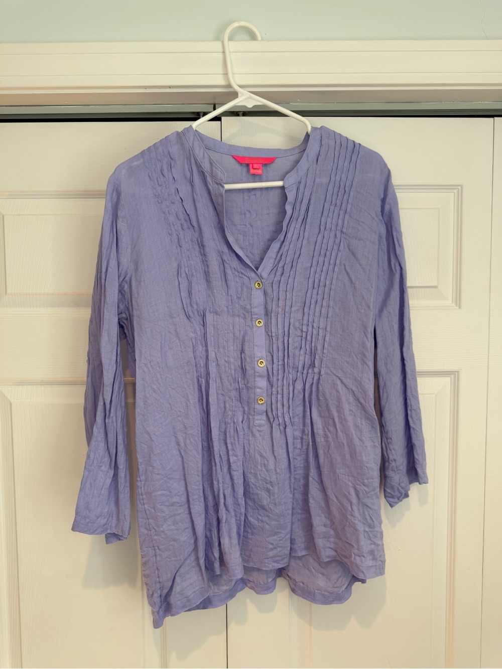 Lilly Pulitzer Lavender Pintuck Button-Front Tunic